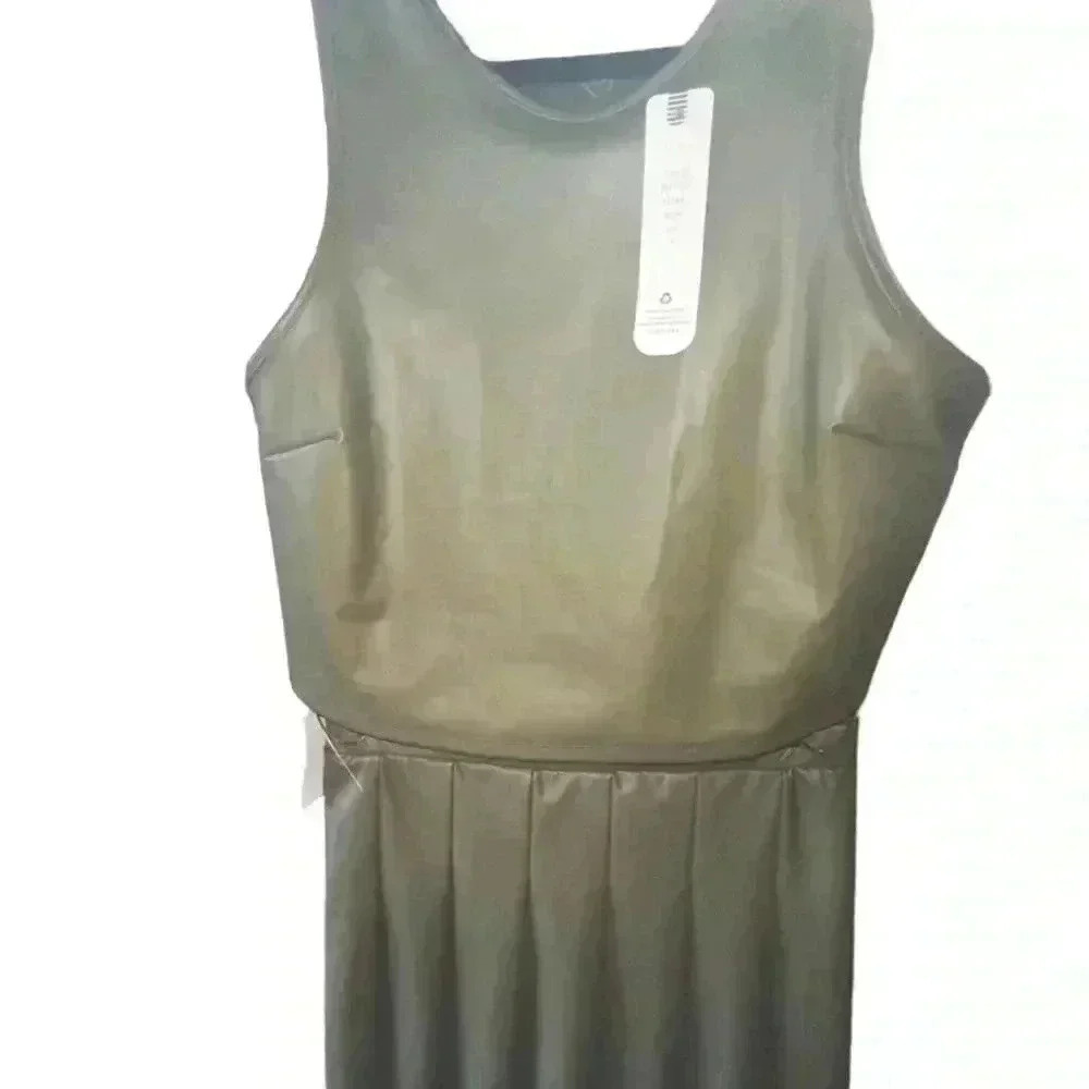 Olive & Oak large faux leather 2PC top and skirt in olive green NWT